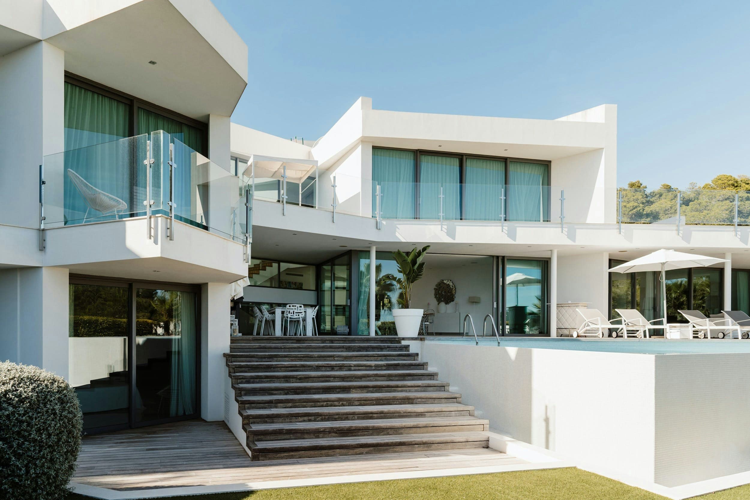 Hazy Island View villa exterior with infinity pool, Sant Josep de sa Talaia, Ibiza, Spain